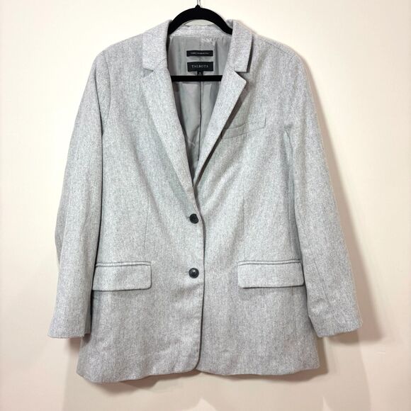 Talbots Gray Wool Blend Blazer Herringbone Jacket 16 Career Neutral Timeless - Picture 1 of 13